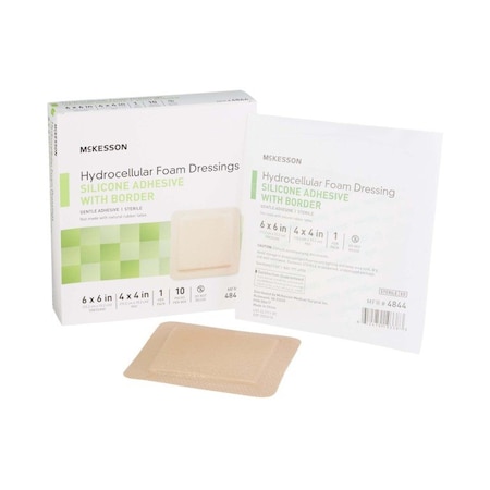 Mckesson Silicone Adhesive with Border Silicone Foam Dressing, 6 x 6 Inch, 200PK 4844